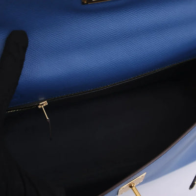 Hermes Kelly 32 Blue Zanzibar Epsom