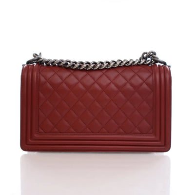 Chanel Boy Bag Old Medium Red Lambskin