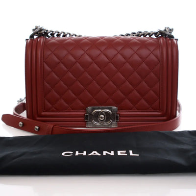 Chanel Boy Bag Old Medium Red Lambskin