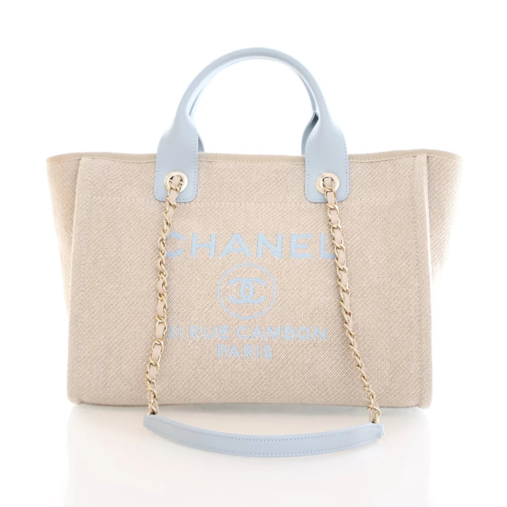 Chanel Small Deauville Tote Grey Canvas