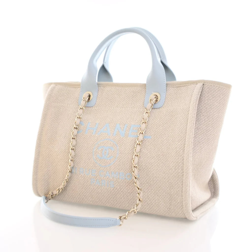 Chanel Small Deauville Tote Grey Canvas