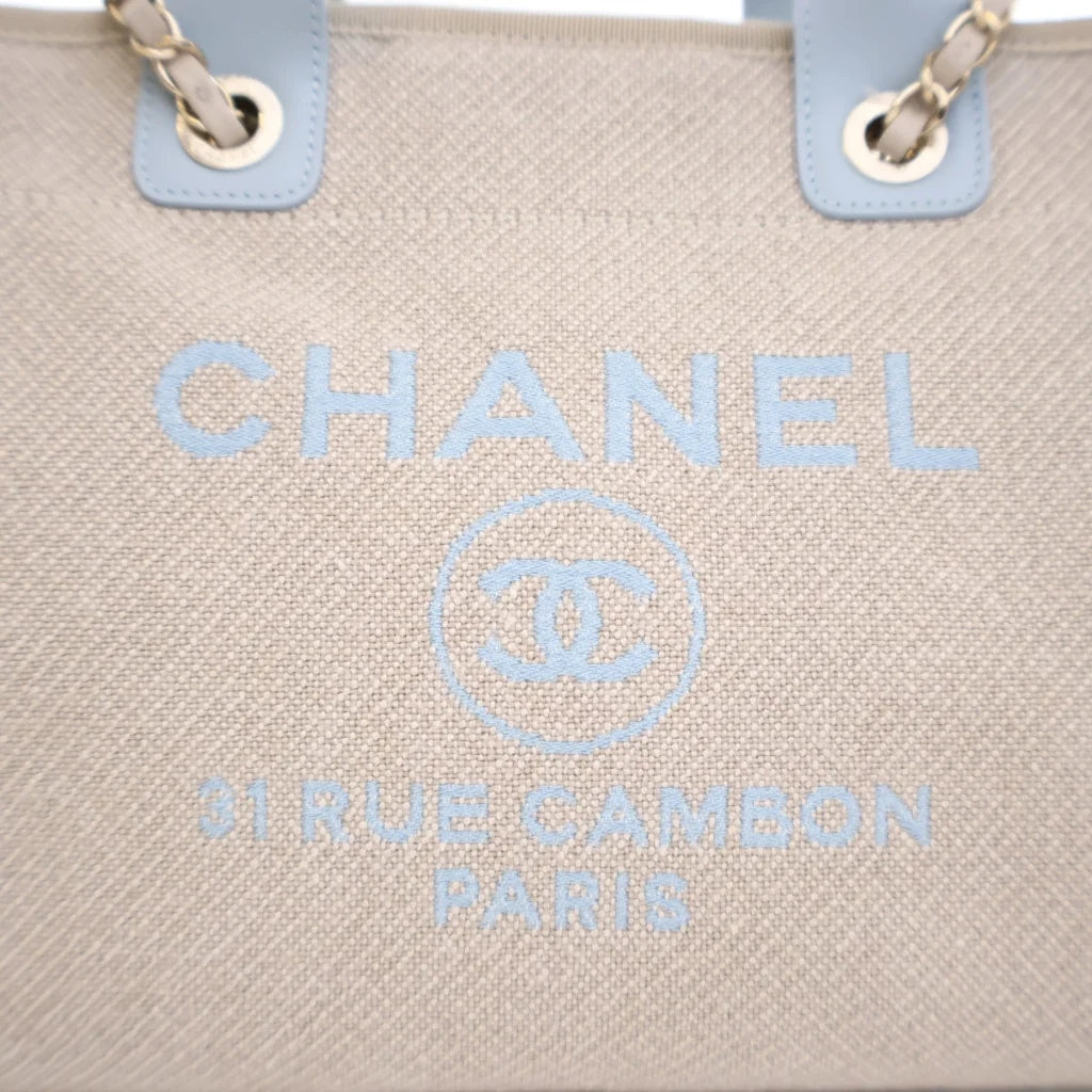 Chanel Small Deauville Tote Grey Canvas