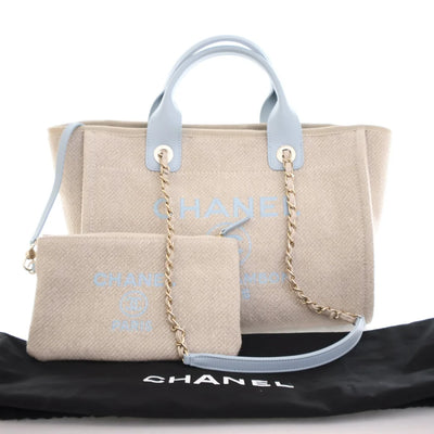 Chanel Small Deauville Tote Grey Canvas