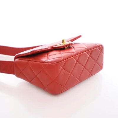 Chanel Vintage Square Flap Red Lambskin