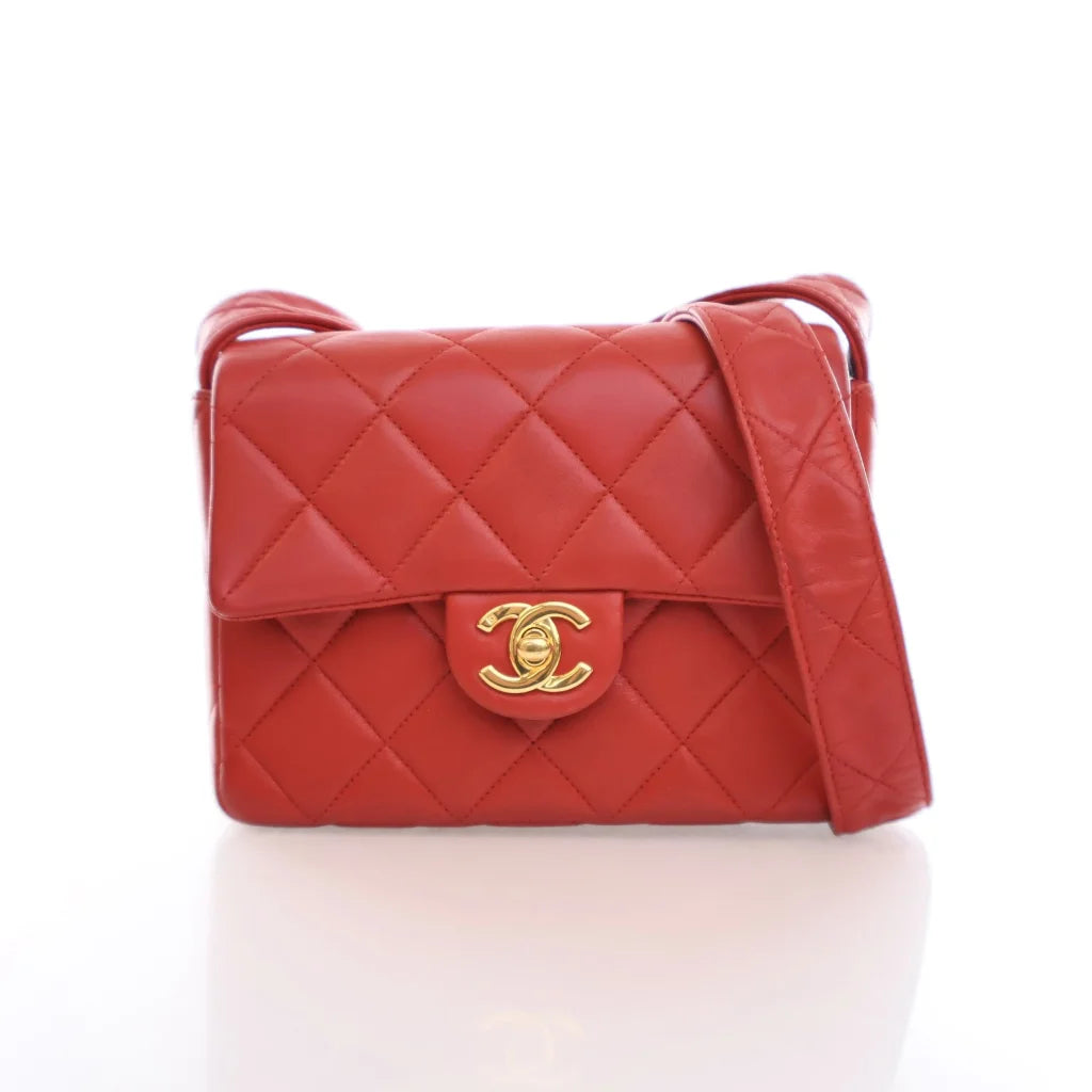 Chanel Vintage Square Flap Red Lambskin