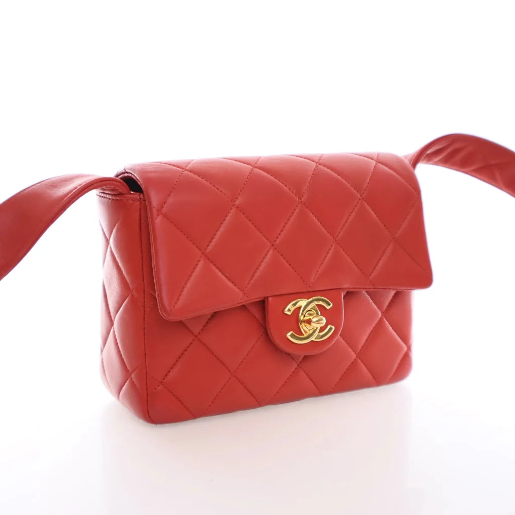 Chanel Vintage Square Flap Red Lambskin