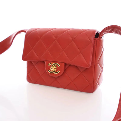 Chanel Vintage Square Flap Red Lambskin