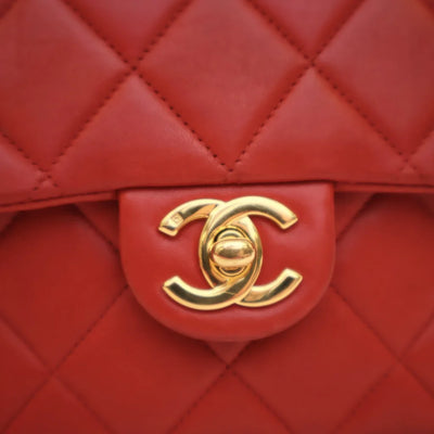 Chanel Vintage Square Flap Red Lambskin