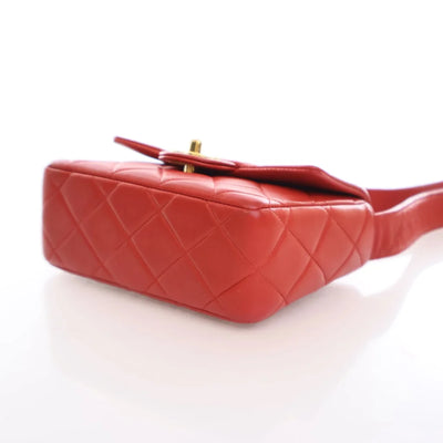 Chanel Vintage Square Flap Red Lambskin