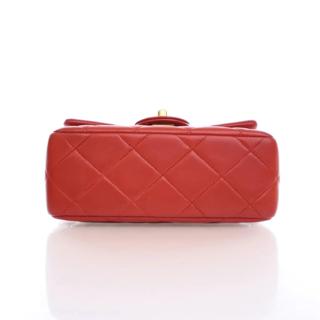 Chanel Vintage Square Flap Red Lambskin