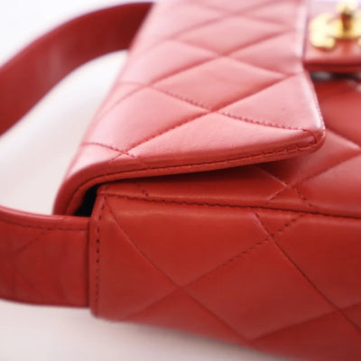 Chanel Vintage Square Flap Red Lambskin