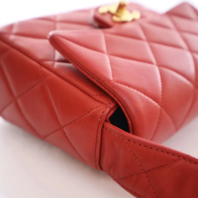 Chanel Vintage Square Flap Red Lambskin