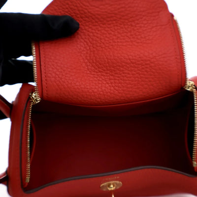 Hermes Mini Lindy Rouge De Coeur Clemence