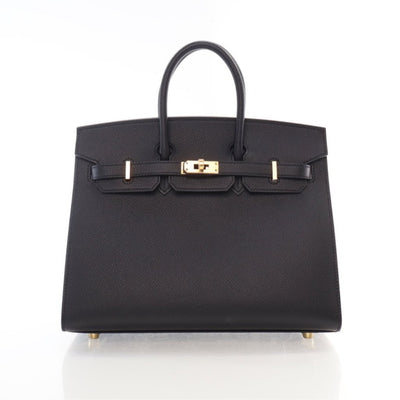 Hermes Noir Epsom Sellier Birkin 25