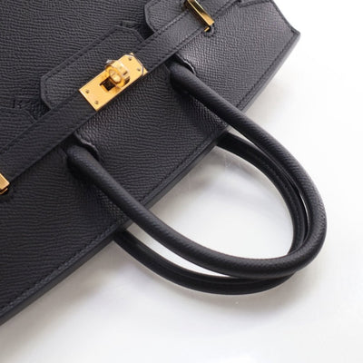 Hermes Noir Epsom Sellier Birkin 25