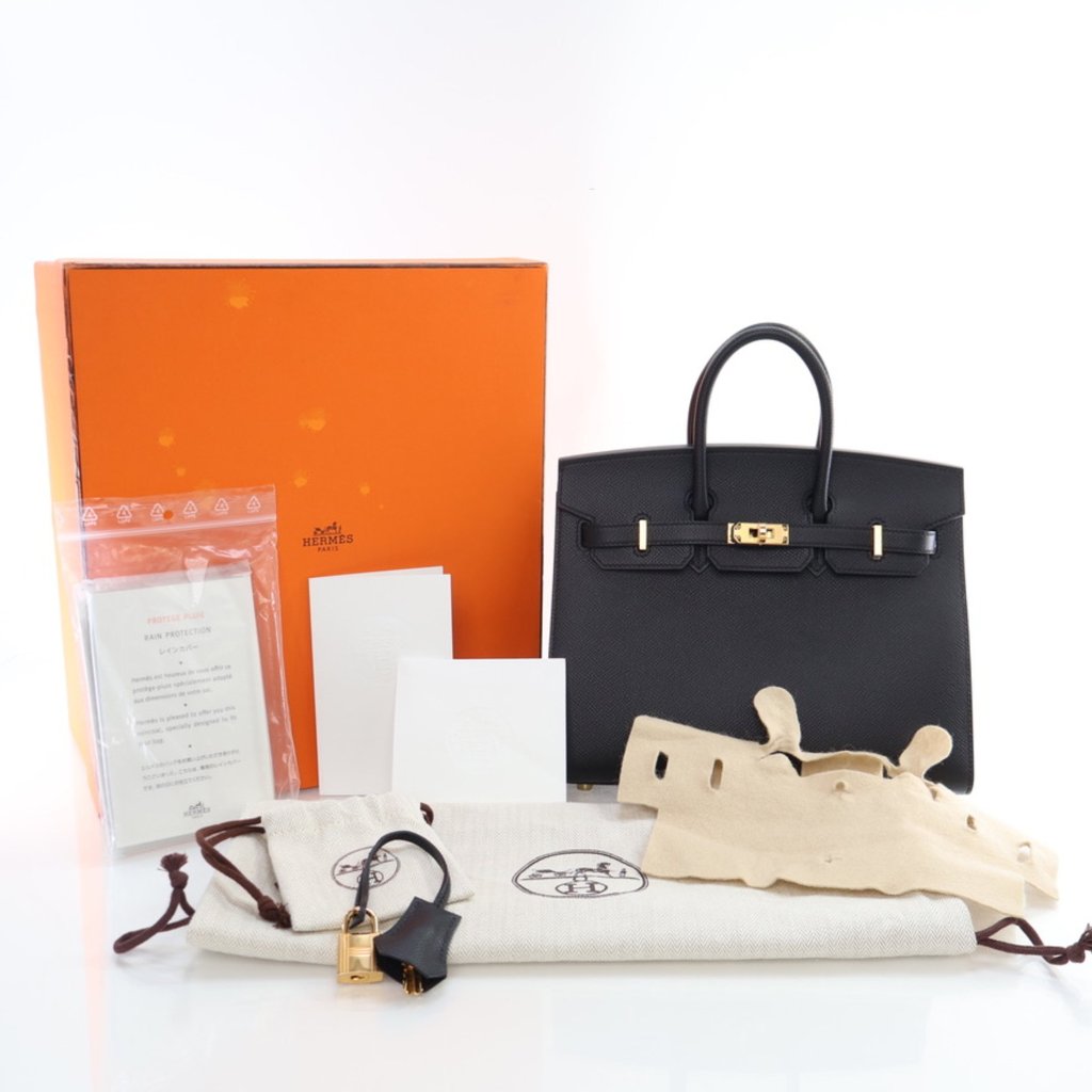 Hermes Noir Epsom Sellier Birkin 25