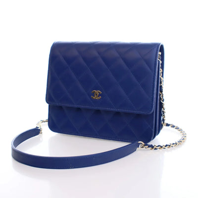 Chanel Square Wallet On Chain (WOC) Blue Lambskin