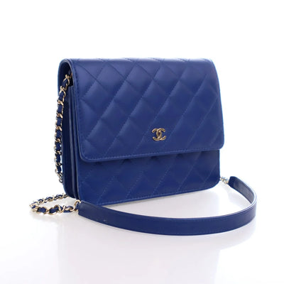 Chanel Square Wallet On Chain (WOC) Blue Lambskin