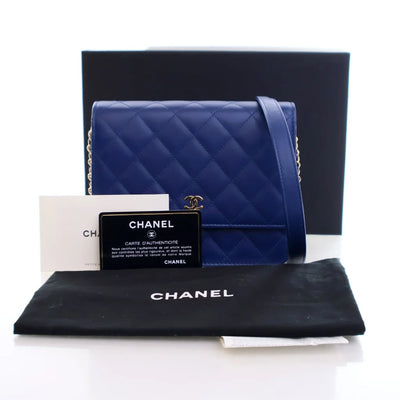 Chanel Square Wallet On Chain (WOC) Blue Lambskin