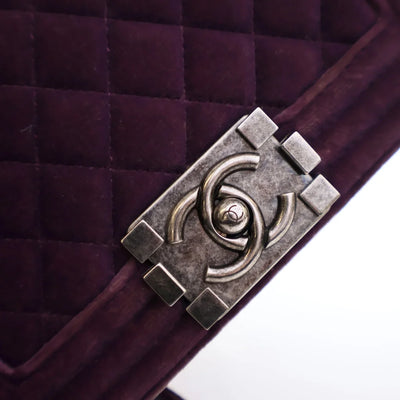 Chanel Boy Bag Small Purple Velvet