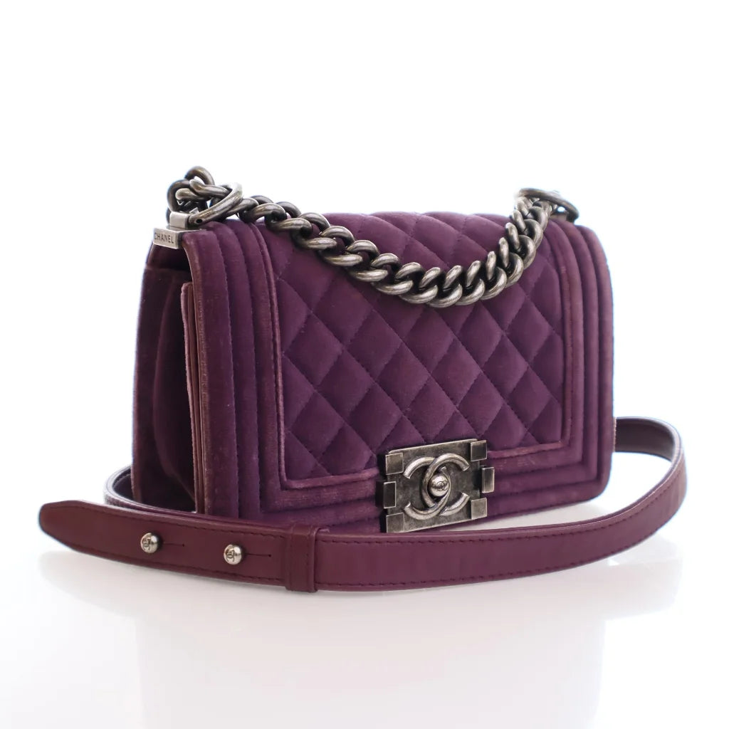 Chanel Boy Bag Small Purple Velvet