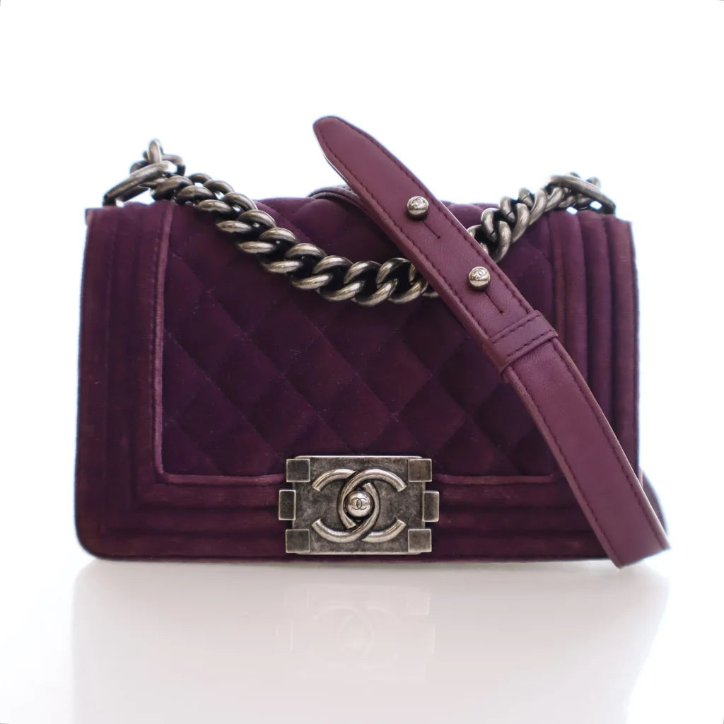 Chanel Boy Bag Small Purple Velvet