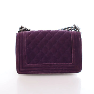 Chanel Boy Bag Small Purple Velvet