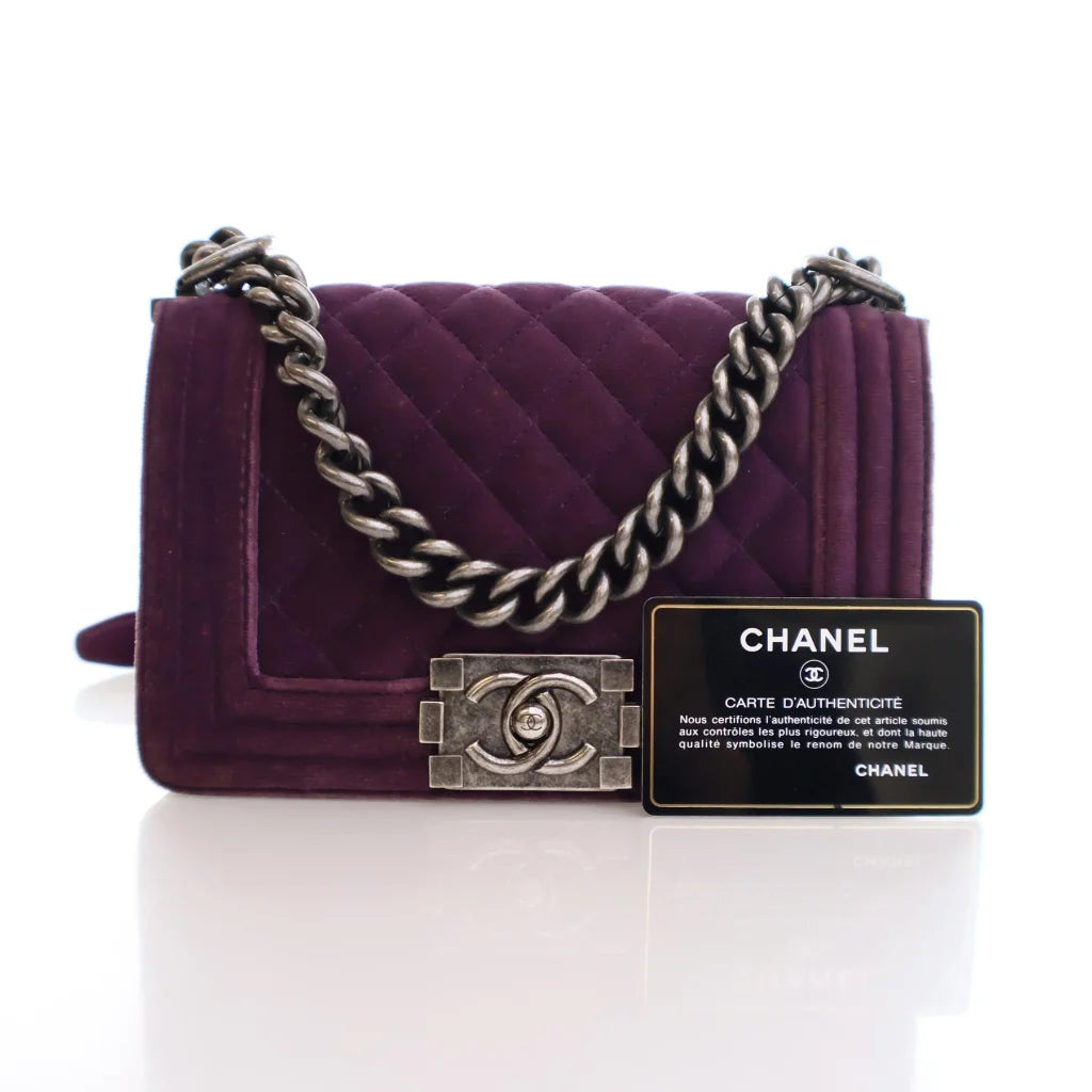 Chanel Boy Bag Small Purple Velvet