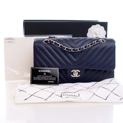 Chanel Chevron Flap Medium Blue Caviar