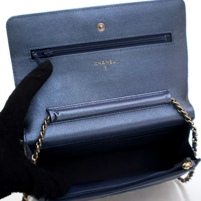 Chanel Seasonal Wallet On Chain (WOC) Blue Caviar