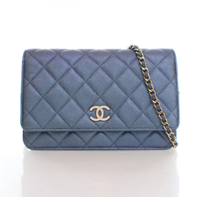 Chanel Seasonal Wallet On Chain (WOC) Blue Caviar