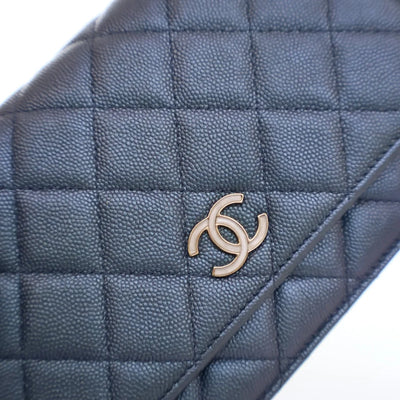 Chanel Seasonal Wallet On Chain (WOC) Blue Caviar