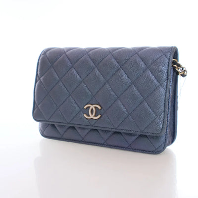 Chanel Seasonal Wallet On Chain (WOC) Blue Caviar