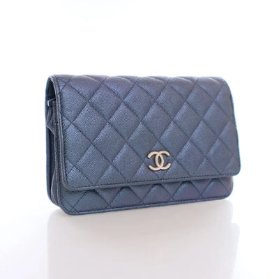 Chanel Seasonal Wallet On Chain (WOC) Blue Caviar