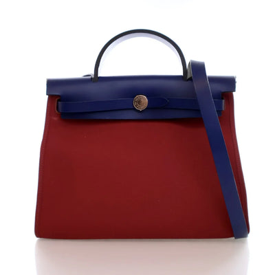 Hermes Herbag 31 Rouge Grenat Canvas