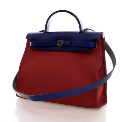 Hermes Herbag 31 Rouge Grenat Canvas