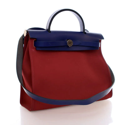 Hermes Herbag 31 Rouge Grenat Canvas