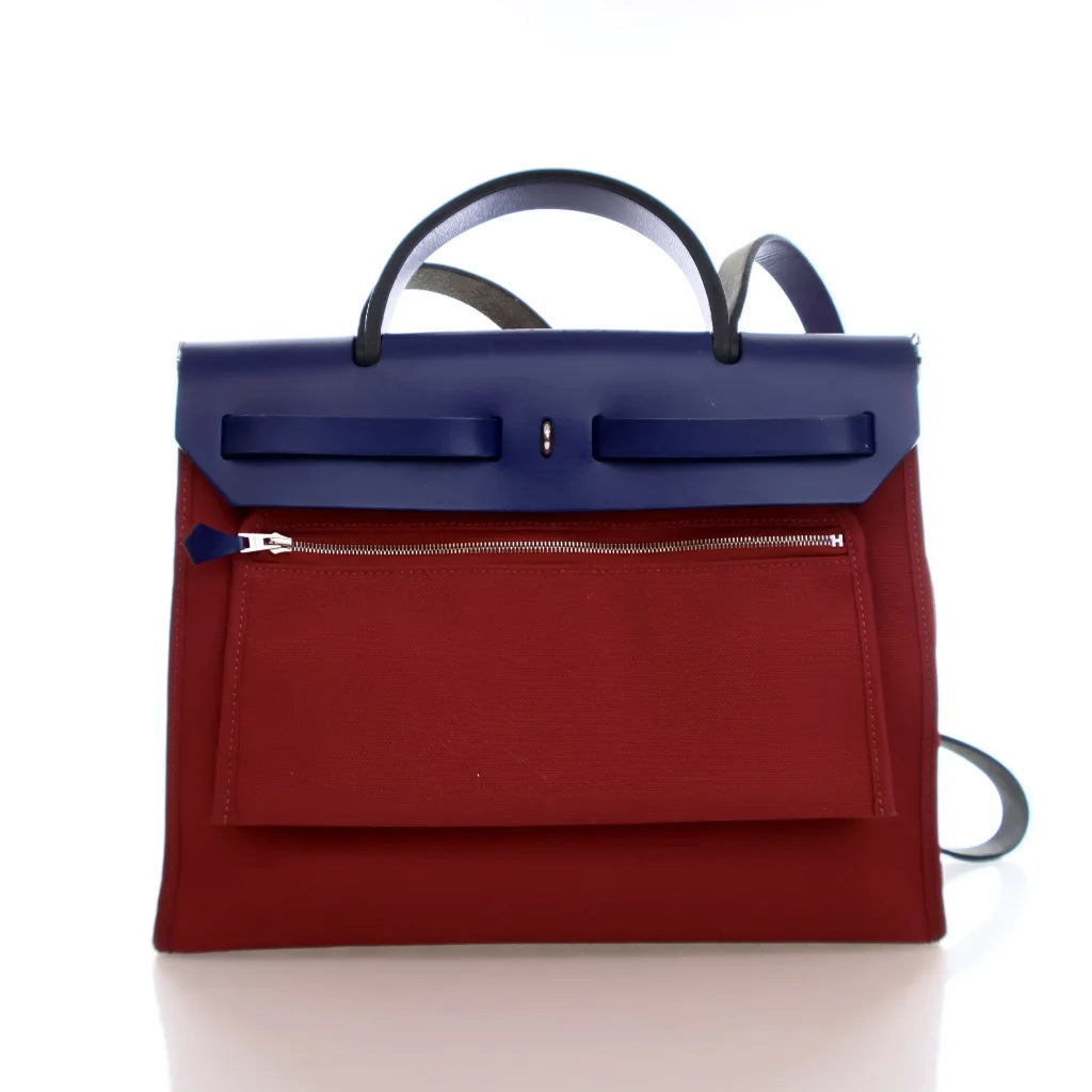 Hermes Herbag 31 Rouge Grenat Canvas