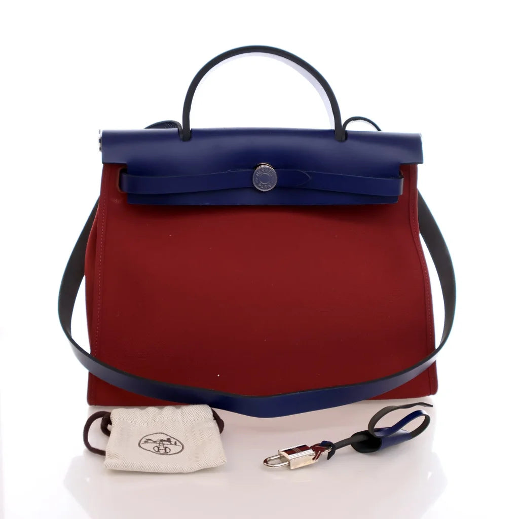 Hermes Herbag 31 Rouge Grenat Canvas