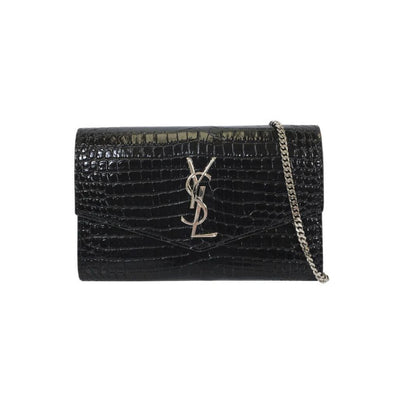 Authentic Preloved Saint Laurent Croc Embossed Wallet on Chain WOC