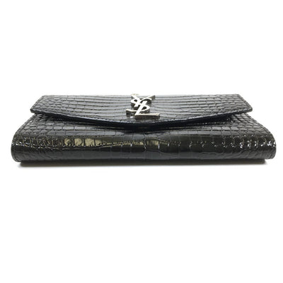 Saint Laurent Croc Embossed Wallet on Chain