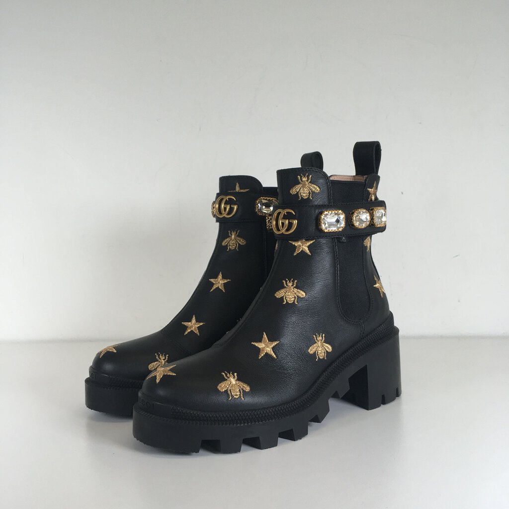 Gucci Embroidered Ankle Boots