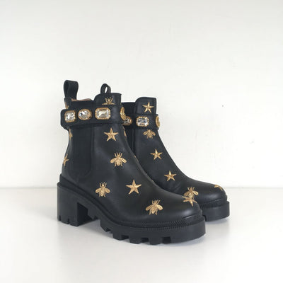 Gucci Embroidered Ankle Boots