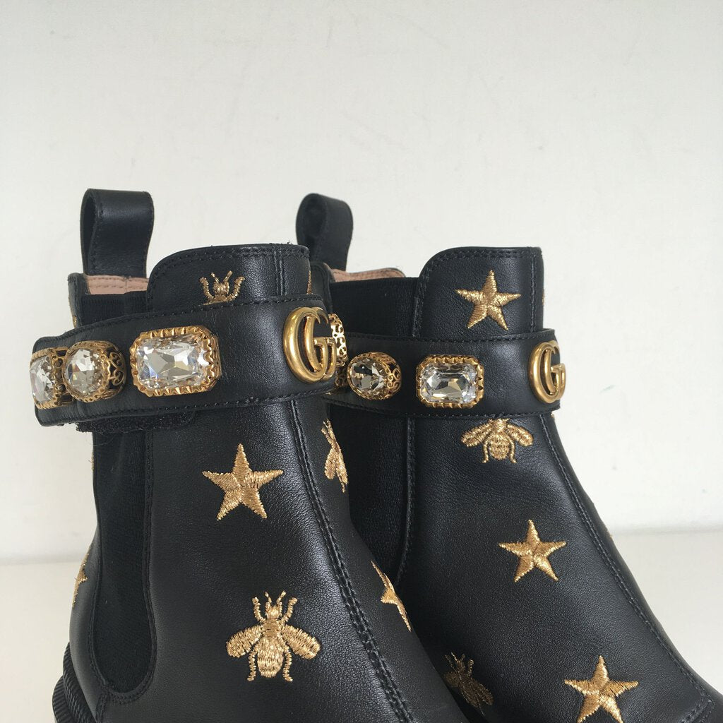 Gucci Embroidered Ankle Boots