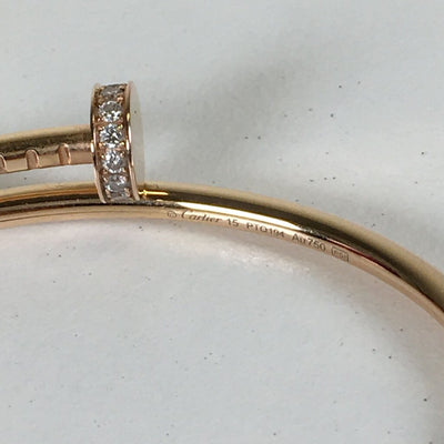 Cartier Juste Un Clou Bracelet Thin Pink Gold Diamond Size 15