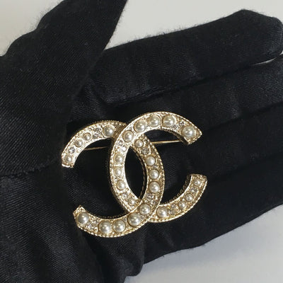 Chanel CC Pearl Brooch