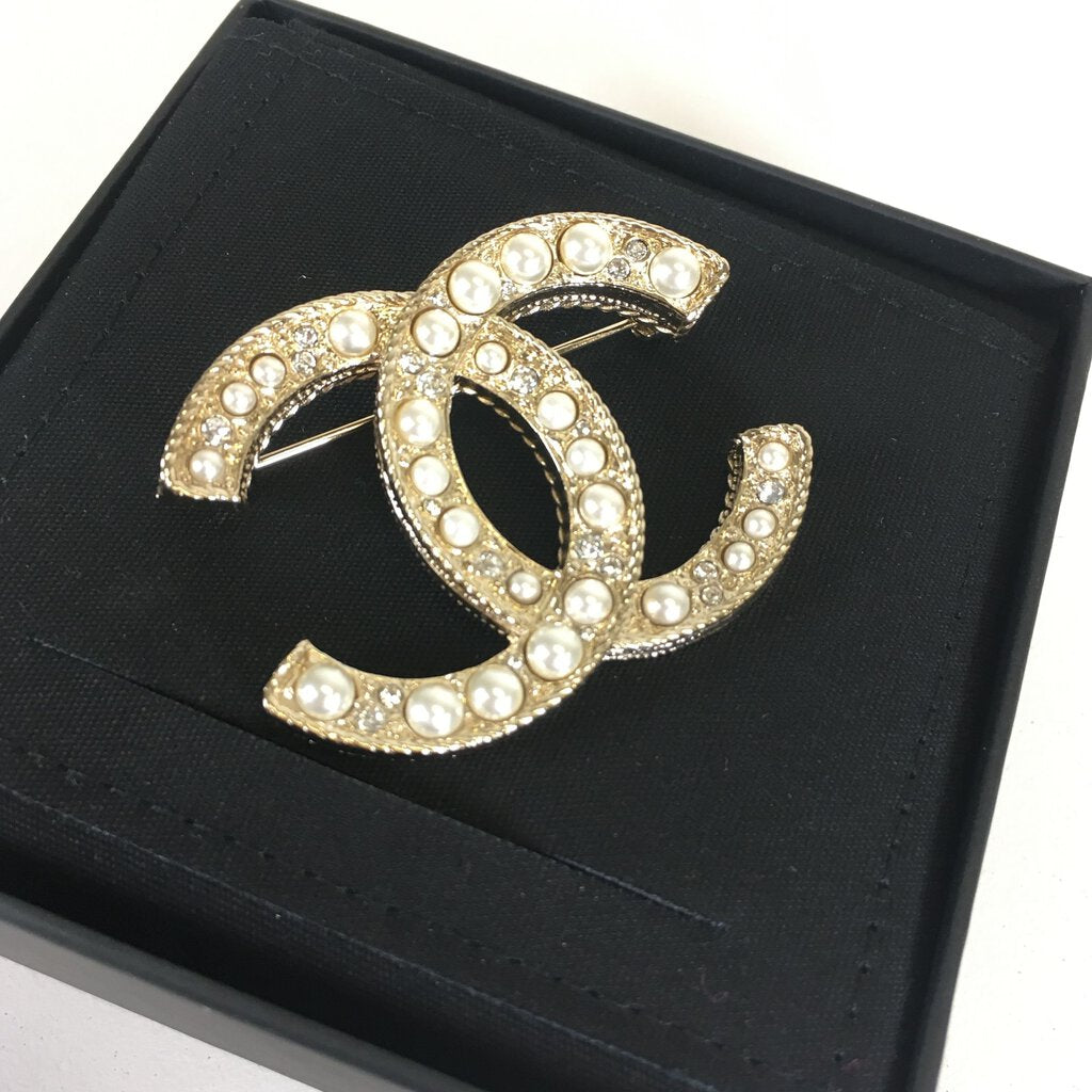 Chanel CC Pearl Brooch