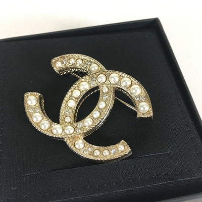 Chanel CC Pearl Brooch