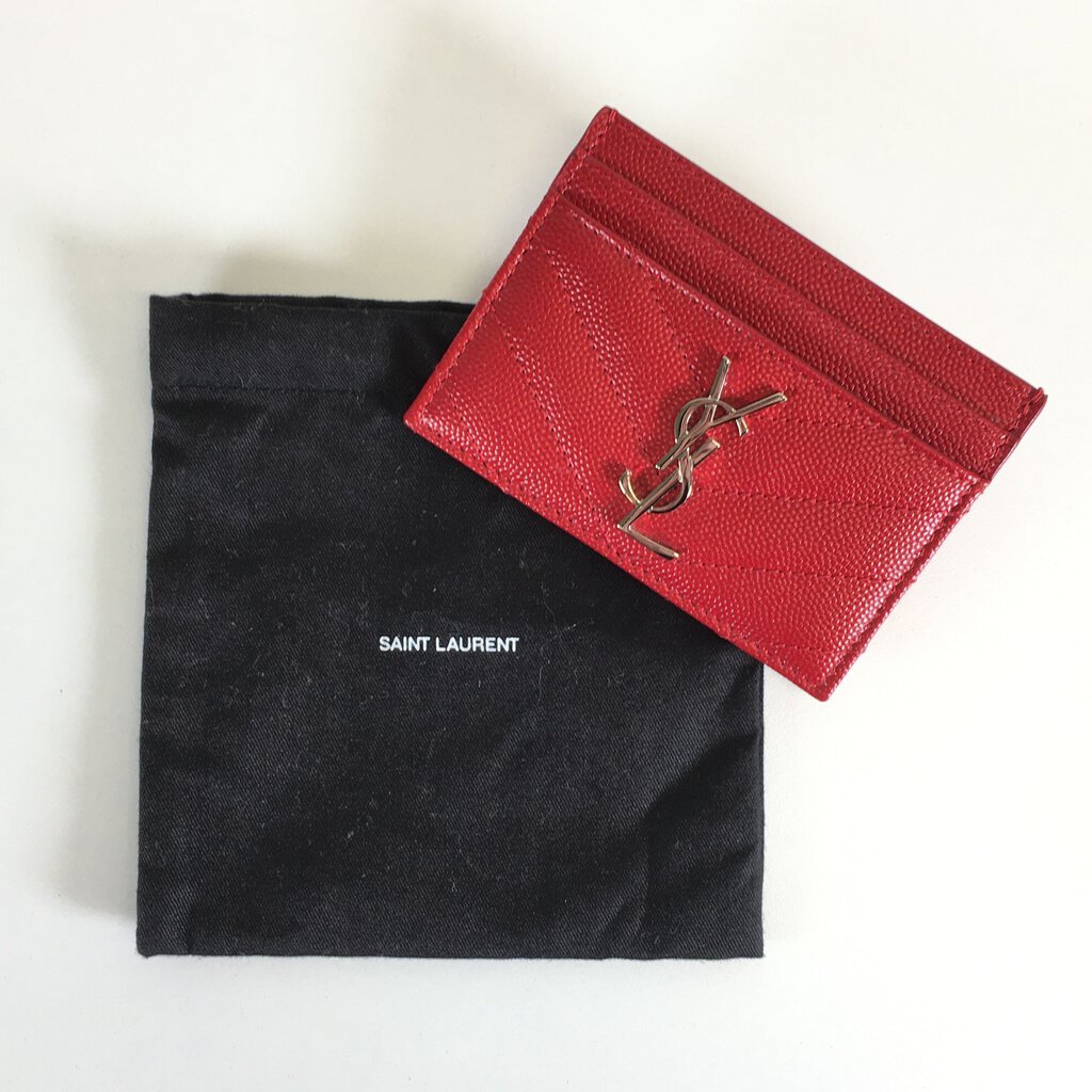 Saint Laurent (YSL) Cassandre Cardholder red shw