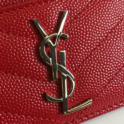 Saint Laurent (YSL) Cassandre Cardholder red shw